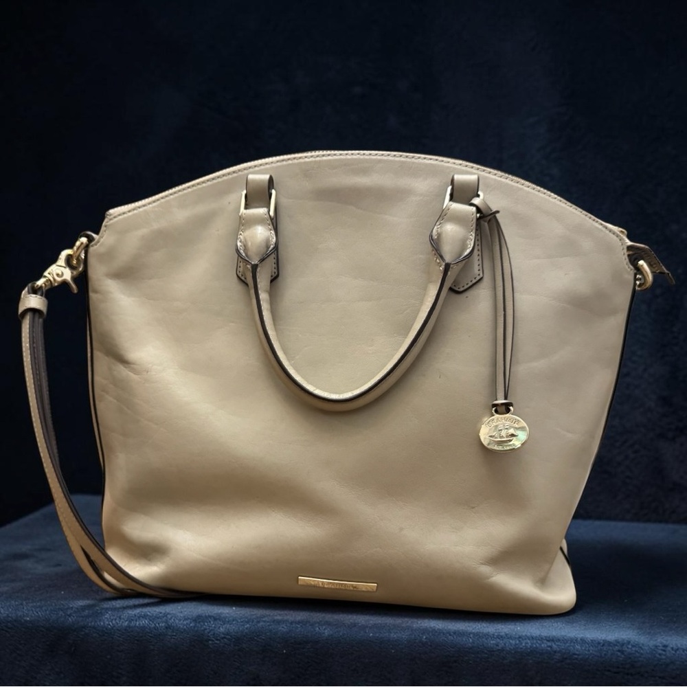 Brahmin Large Smooth Leather Duxbury Satchel/Shoulder Bag in Sand Topsail - Picture 7 of 11